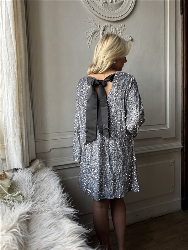 Jurkje Zp782 Paillet Bow Rug Zilver