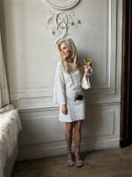 Jurk Zp782 Paillet Bow Back Ecru