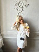 Jurk Zp782 Paillet Bow Back Ecru