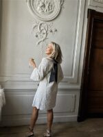 Jurk Zp782 Paillet Bow Back Ecru