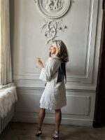 Jurk Zp782 Paillet Bow Back Ecru