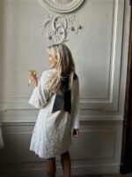 Jurk Zp782 Paillet Bow Back Ecru