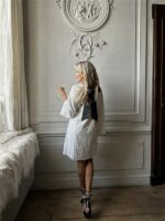 Jurk Zp782 Paillet Bow Back Ecru