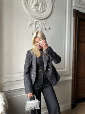 Sparkle Blazer V2521e Tweed Zwart