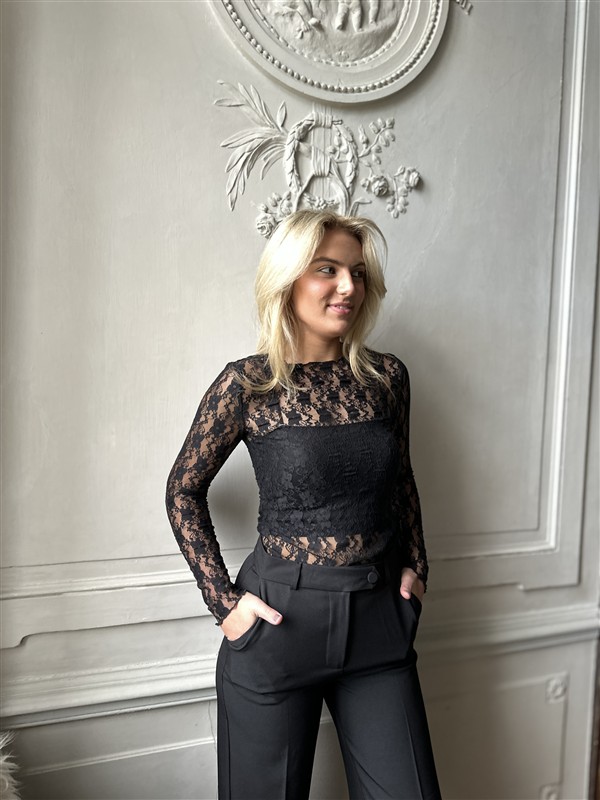 Top Tl1452 See Through Lace Zwart