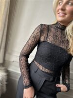 Top Tsl1720 Dentelle Fine Zwart