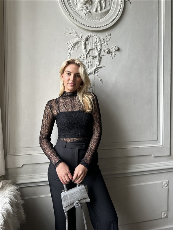 Top Tsl1720 Dentelle Fine Zwart