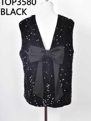 Top 3580 Paillet Big Bow Back Zwart