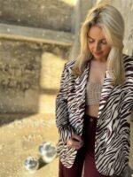 Alix Zebra Blazer Gold Lurex Detail