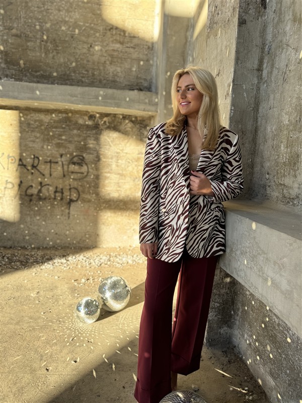 Alix Zebra Blazer Gold Lurex Detail
