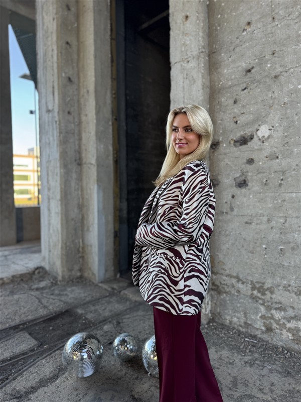 Alix Zebra Blazer Gold Lurex Detail