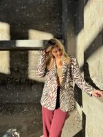 Alix Zebra Blazer Gold Lurex Detail