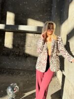 Alix Zebra Blazer Gold Lurex Detail