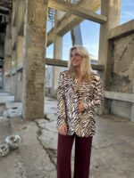 Alix Zebra Blazer Gold Lurex Detail