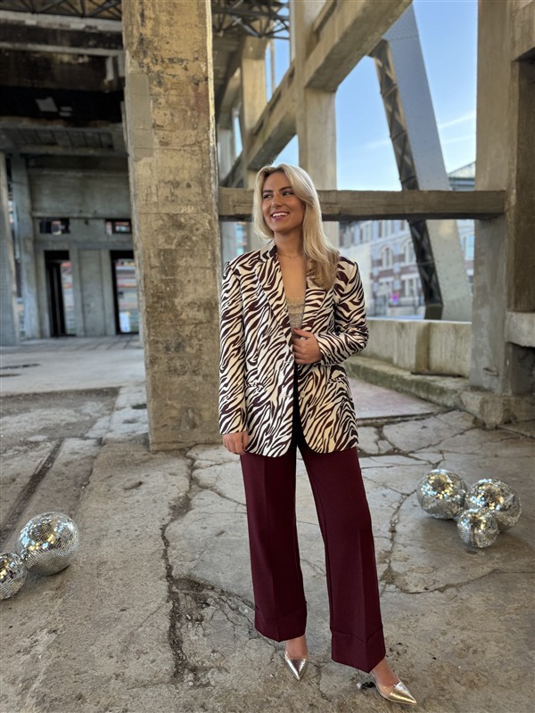 Alix Zebra Blazer Gold Lurex Detail