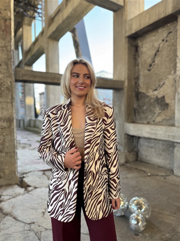 Alix Zebra Blazer Gold Lurex Detail