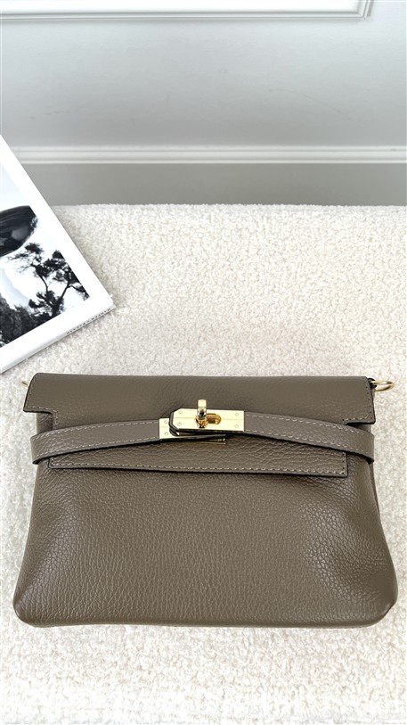 Shoulder Bag H-Sluiting Leder Taupe