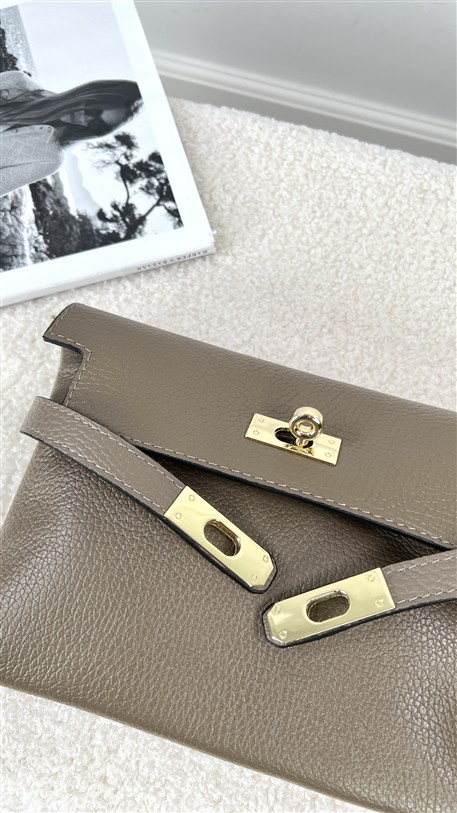 Shoulder Bag H-Sluiting Leder Taupe