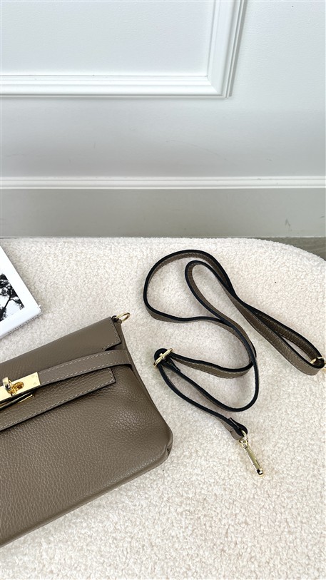 Shoulder Bag H-Sluiting Leder Taupe