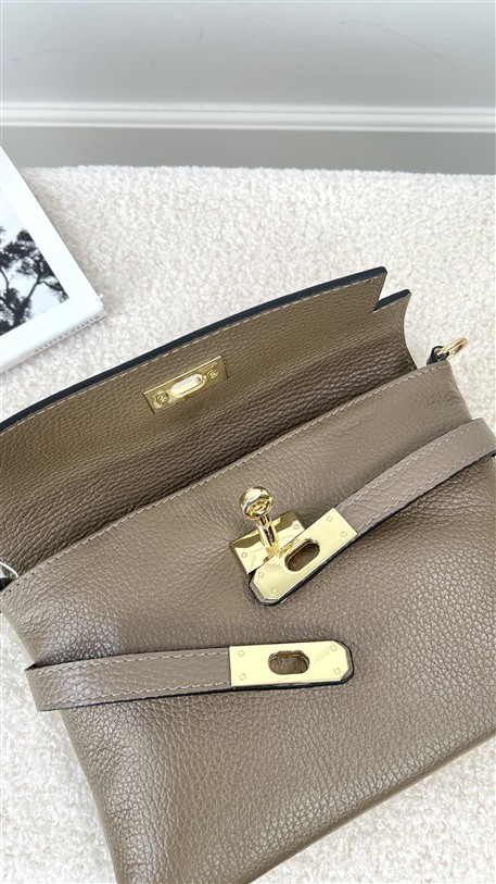 Shoulder Bag H-Sluiting Leder Taupe