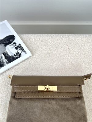 Shoulder Bag H-Sluiting Combi Leder Taup