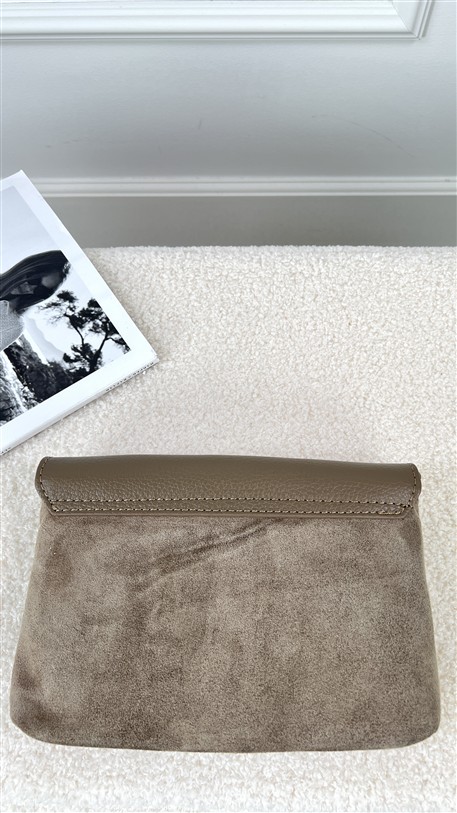 Shoulder Bag H-Sluiting Combi Leder Taup