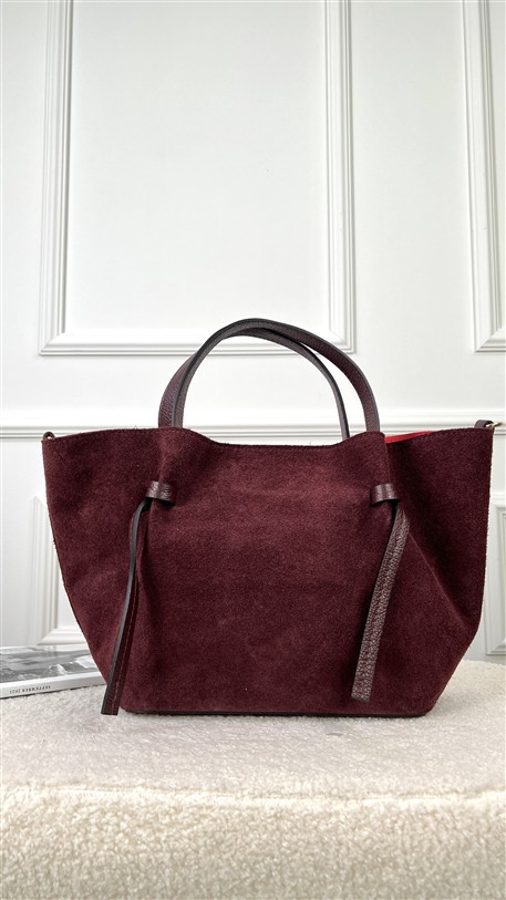 Tas Bordeaux Combi Suede + Leder