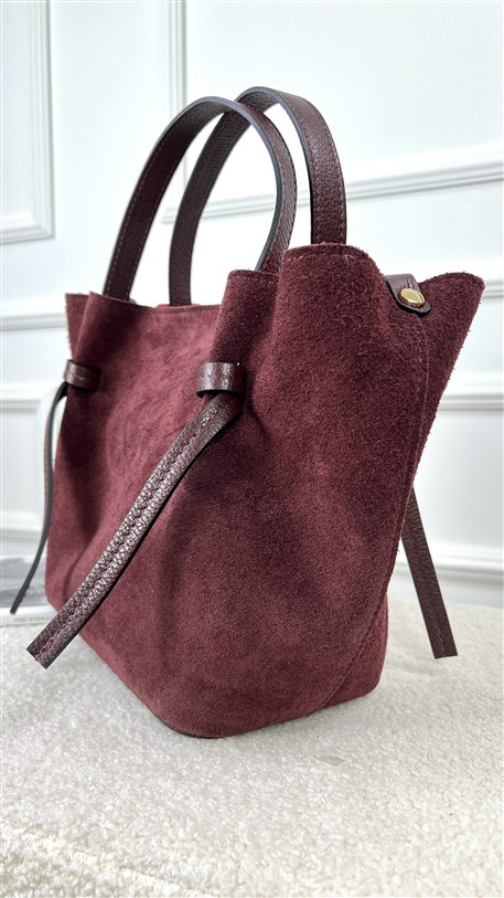 Tas Bordeaux Combi Suede + Leder