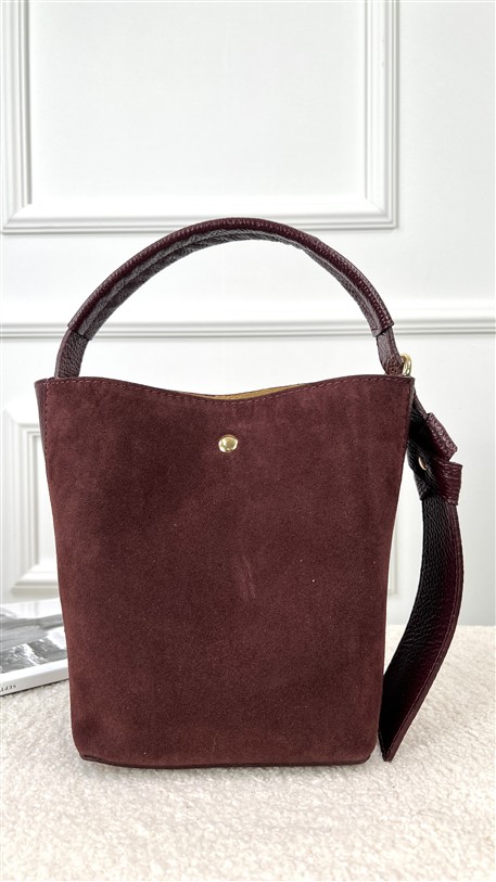 Bucket Bag Combi Suede + Leder Bordeaux