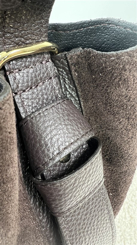 Bucket Bag Combi Suede + Leder Bruin