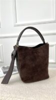 Bucket Bag Combi Suede + Leder Bruin