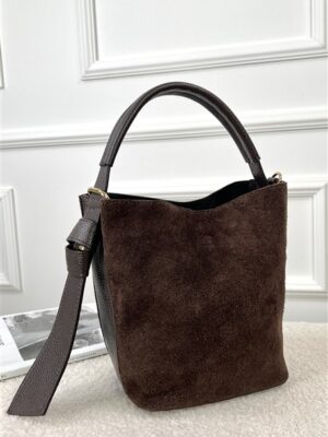 Bucket Bag Combi Suede + Leder Bruin
