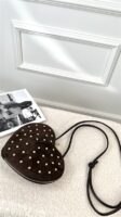 Tasje Hart Leder Met Studs Bruin