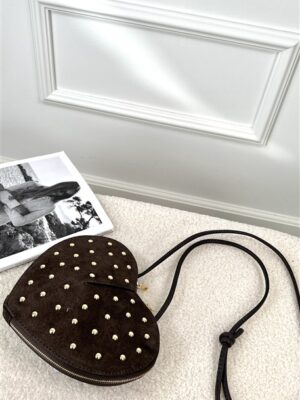 Tasje Hart Leder Met Studs Bruin