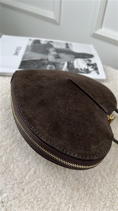 Tasje Hart Leder Met Studs Bruin