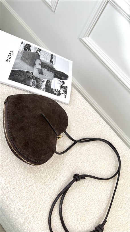 Tasje Hart Leder Met Studs Bruin