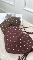 Tasje Hart Leder Met Studs Bordeaux
