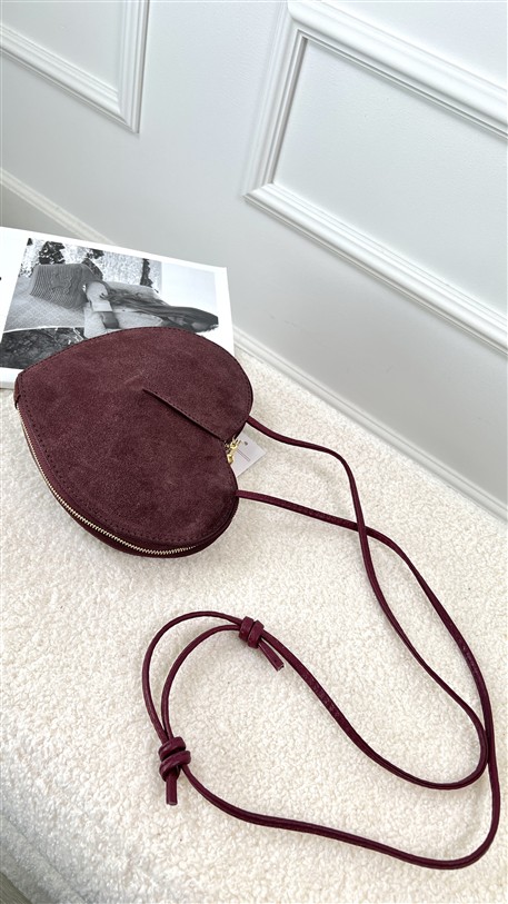 Tasje Hart Leder Met Studs Bordeaux