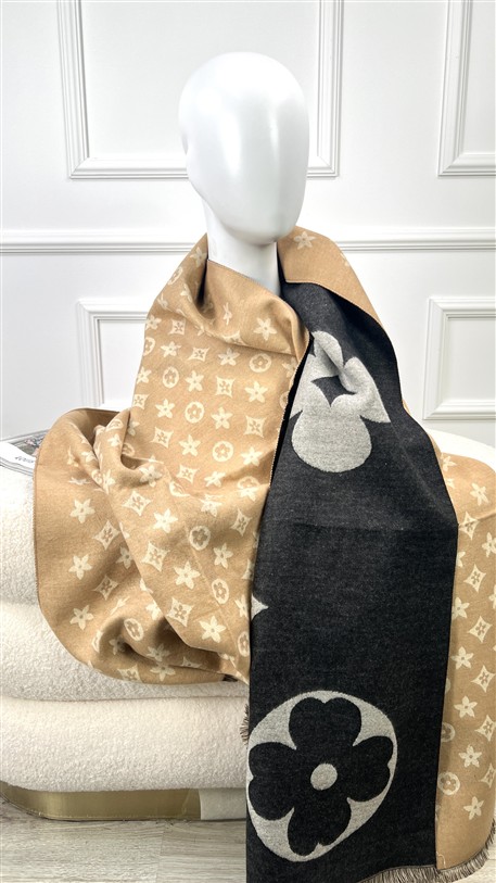 Lv Sjaal Big Logo Zwart