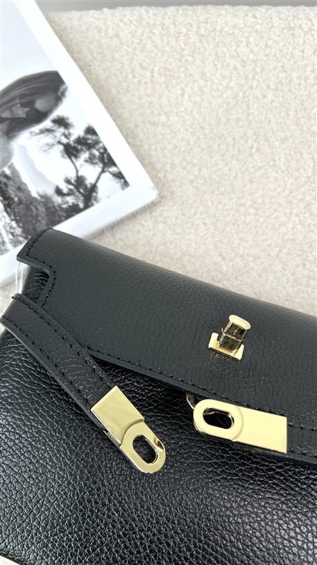 Shoulder Bag H-Sluiting Leder Zwart