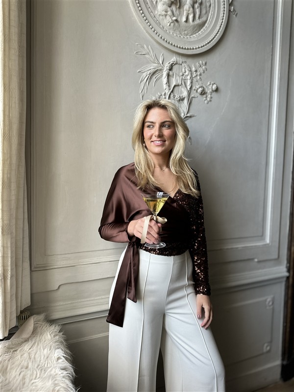 Top Tl1987 Overslag Mix Satin+paillet