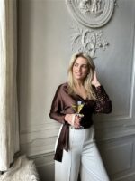 Top Tl1987 Overslag Mix Satin+paillet