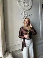 Top Tl1987 Overslag Mix Satin+paillet