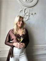 Top Tl1987 Overslag Mix Satin+paillet