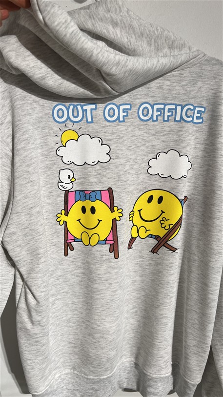 Hoodie Fluo Smiley Print Grijs