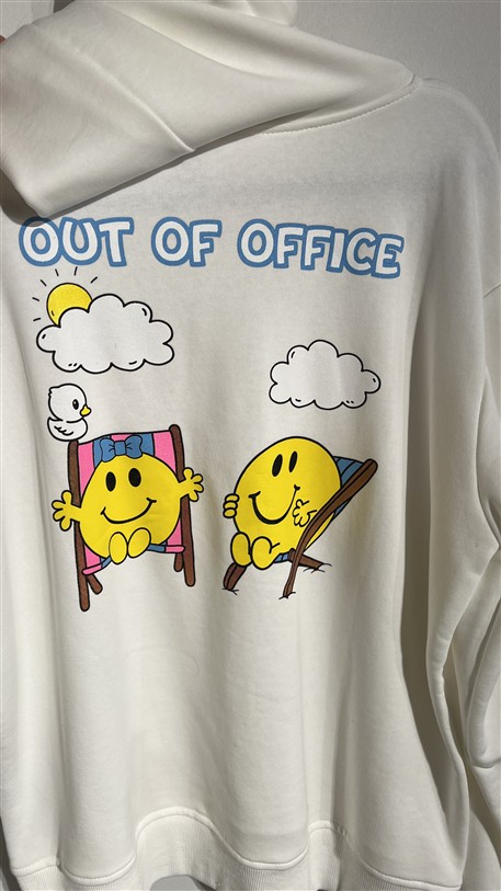 Hoodie Fluo Smiley Print Wit