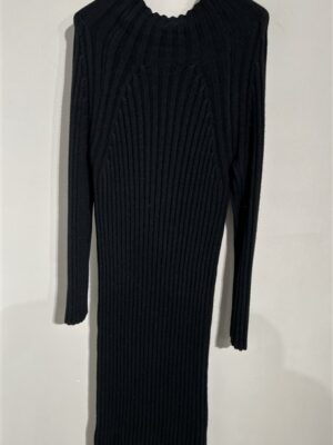 Knitdress N7021 Ribbel Highneck Zwart
