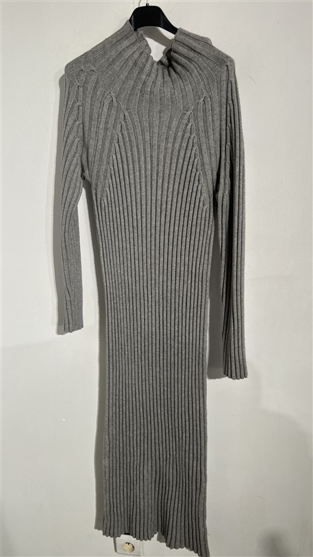 Knitdress N7021 Ribbel Highneck Grey