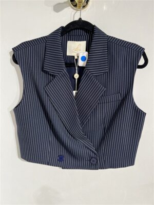 Crop Gilet V331 Pintstripe Navy
