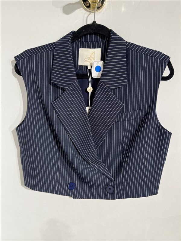 Crop Gilet V331 Pintstripe Navy